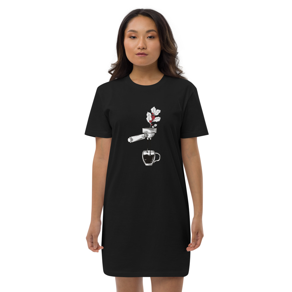 organic cotton t-shirt dress Black front