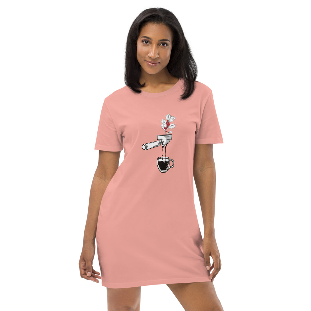organic cotton t-shirt dress canyon pink-front